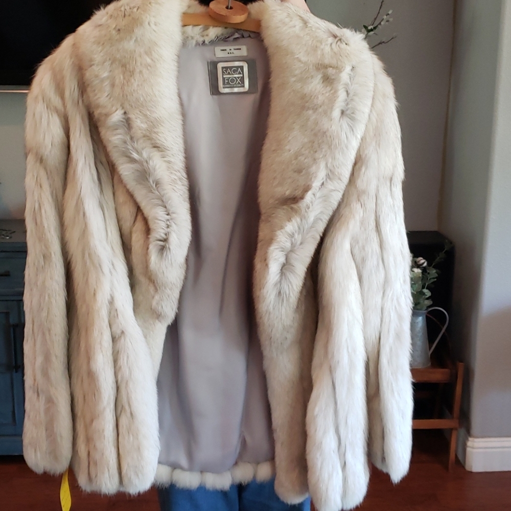 Saga fox. blue fox fur coat